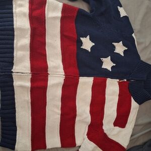 Tommy Hilfiger Navy, Red, and White Star Cardigan